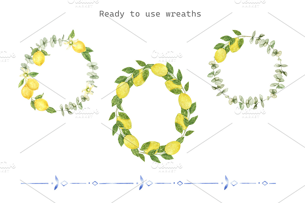 Azure and Lemons watercolor clipart, a Food Illustration by Eves_Aquadreams (Photo 5 of 10)