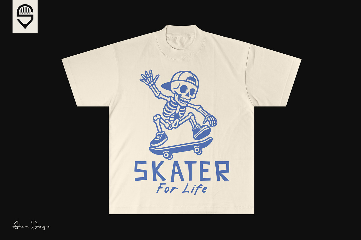 Skater for life, skeleton skateboard, a Graphic by shaondesigns (Photo 4 of 7)