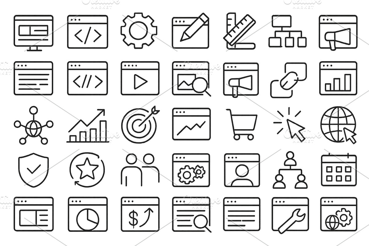 Web icons set showcasing various, a Technology Illustration by ZinetroN