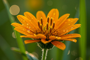 Close-up of an orange flower with wa, a Nature Photo by professorinc