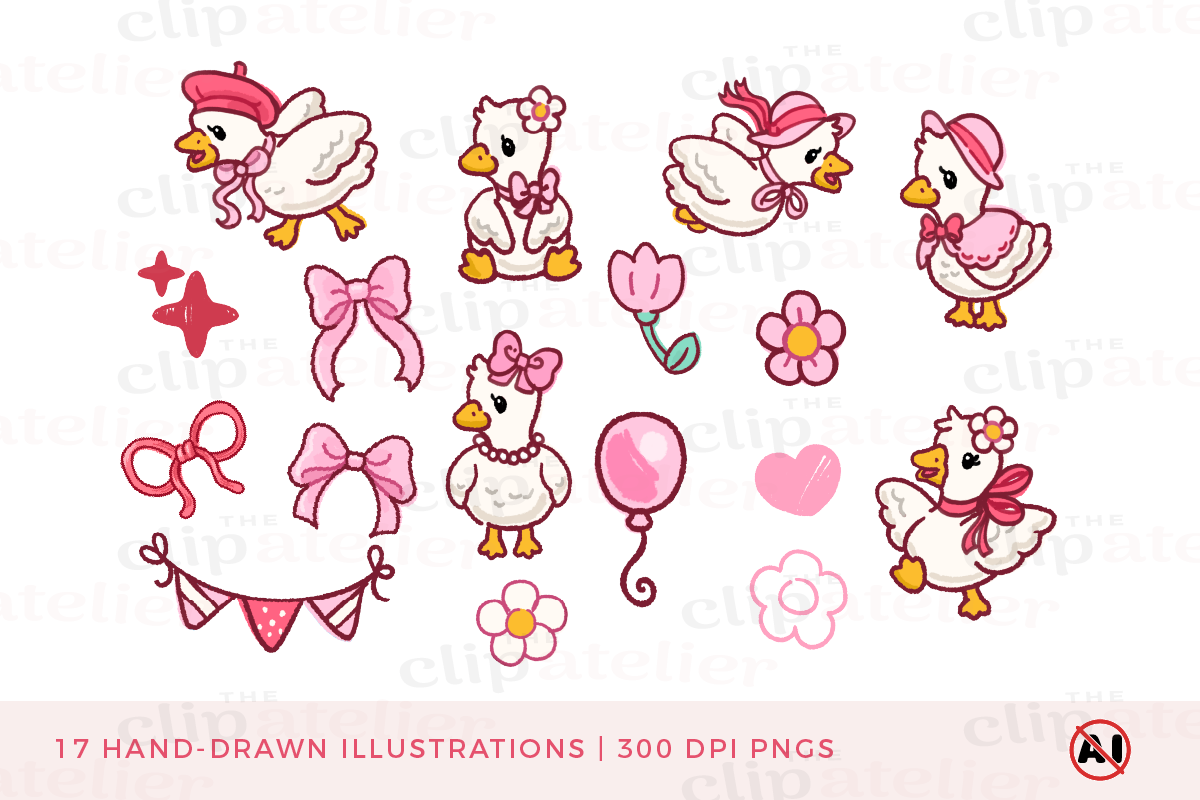 Coquette Goose Clipart, an Animal Illustration by TheClipAtelier (Photo 2 of 3)