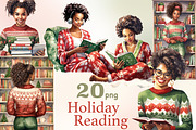Holiday Reading Black Girls Clipart, a Person Illustration by GlamArtZhanna (Thumbnail 1 of 5)