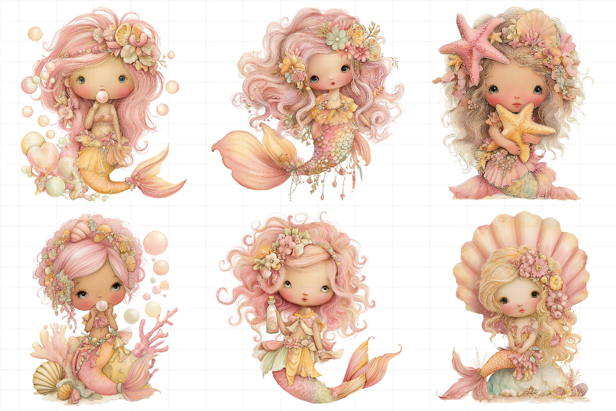 Whimsical Summer Mermaid Clipart, an Illustration by Daily.Designs (Photo 6 of 6)