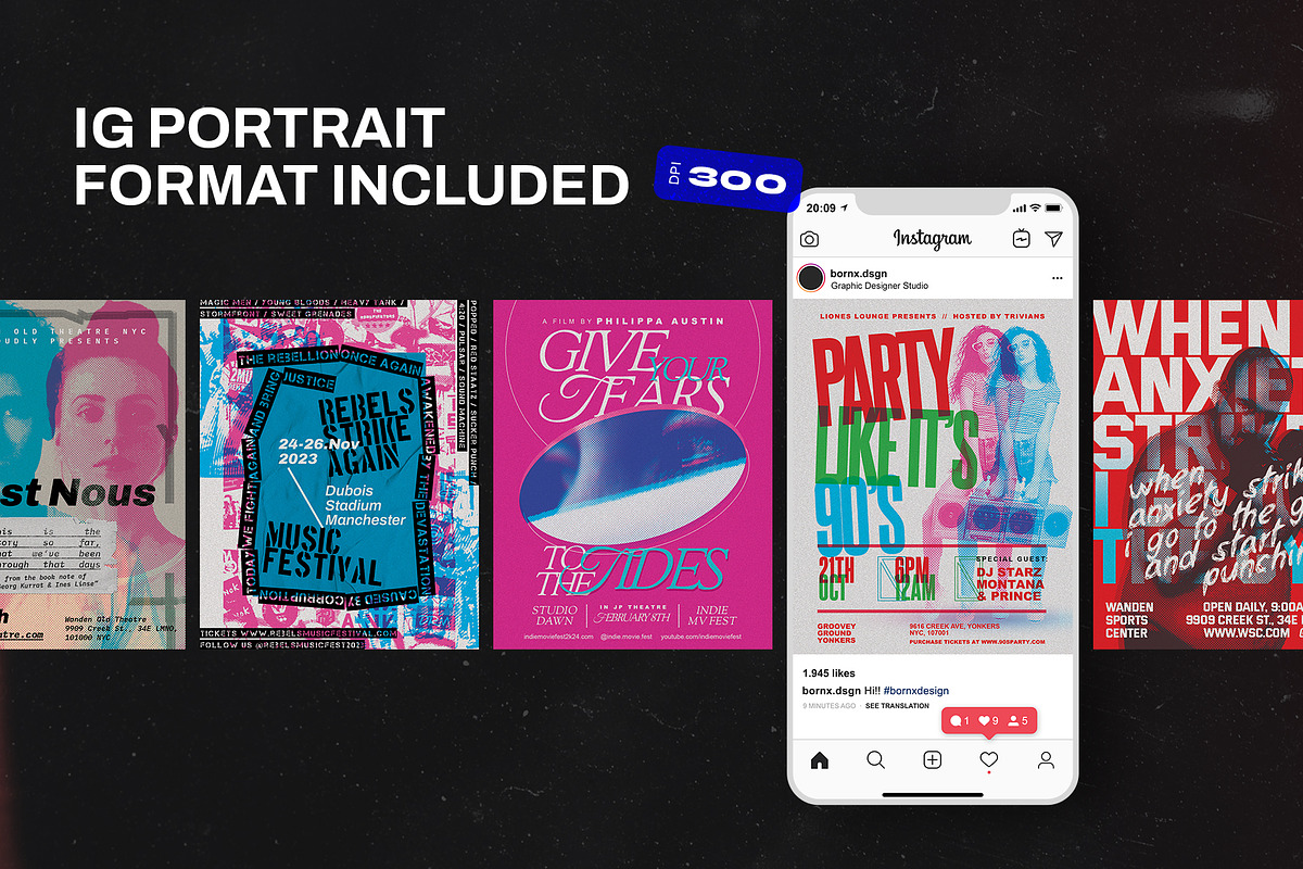 Risograph Poster Templates, a Flyer Template by Bornx Design (Photo 7 of 7)