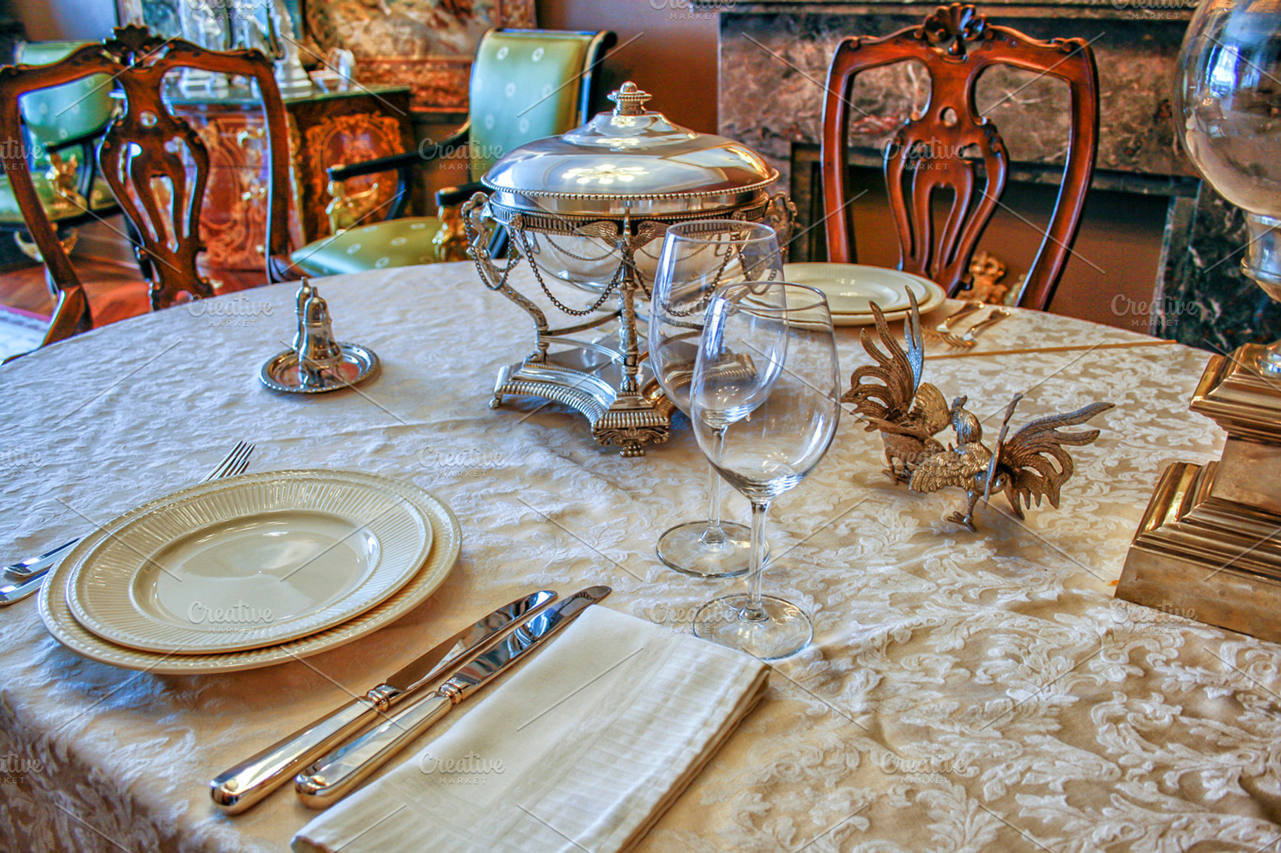 Luxury table setting with silver