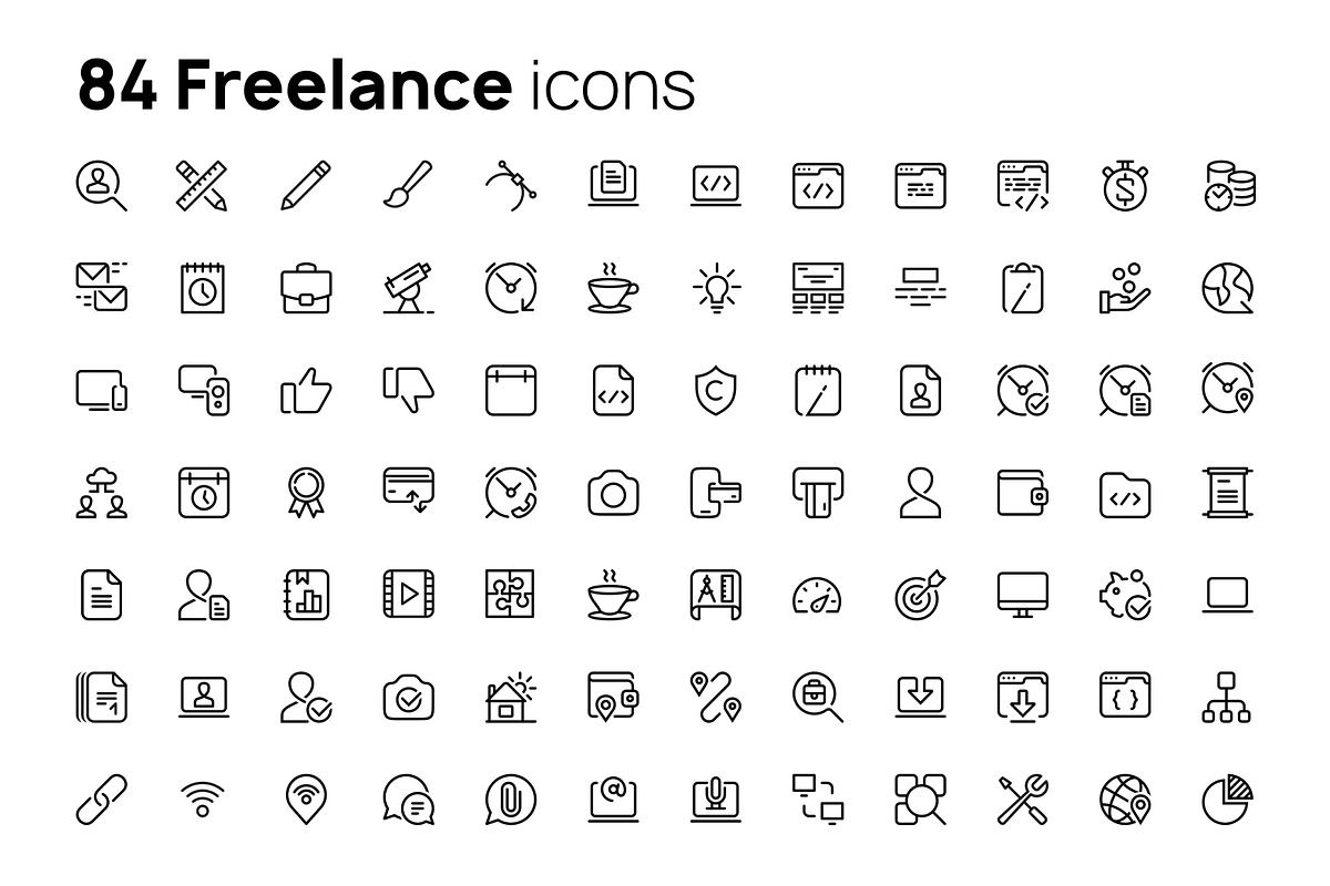 Freelance icons set, an Outline Icon by AIWD (Photo 2 of 2)