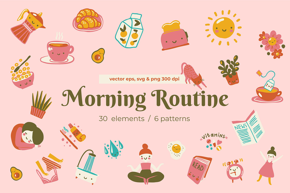 Morning Routine - Elements&Patterns, an Object Graphic by Apolinarias Art (Photo 1 of 10)
