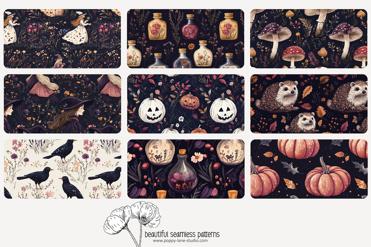 70 purple Halloween seamless pattern, a Pattern Graphic by Poppy Lane Studio (Photo 2 of 10)