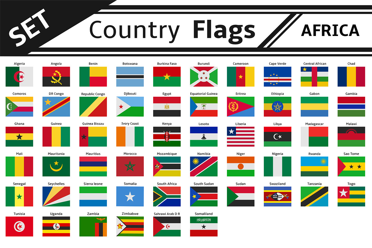 set countries flags africa, an Illustration by noche