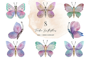 White And Color Butterflies Clipart