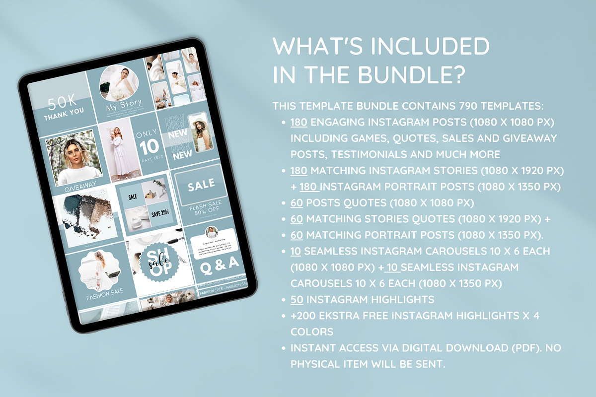 Blue Instagram Templates Bundle, a Social Media Template by SunshineStudioBoutique (Photo 4 of 10)