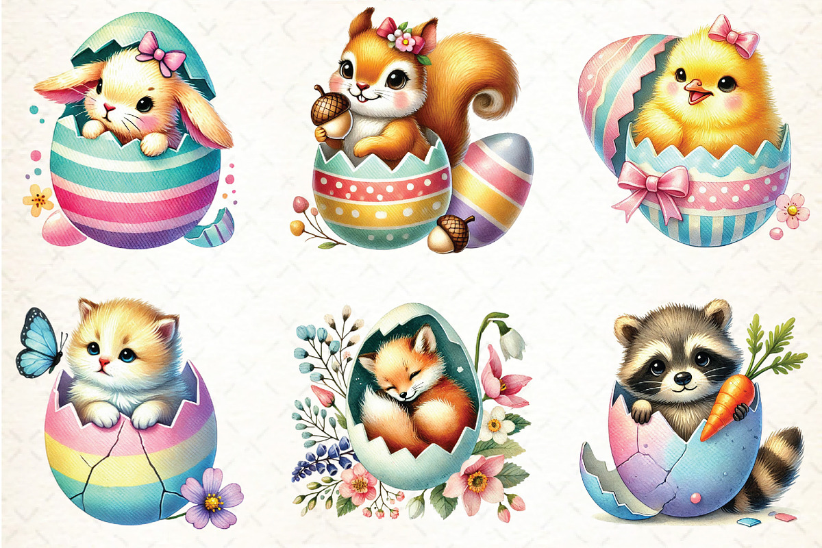 Easter Eggshell Animals Sublimation, an Illustration by DreamCafeArt (Photo 2 of 5)