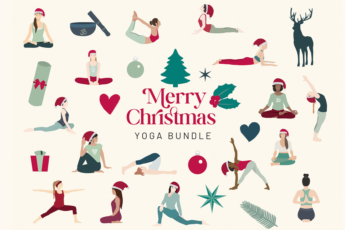 Yoga Christmas and New Year cards, an Illustration by Sunnyfields (Photo 1 of 8)