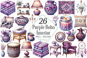 Watercolor Purple Boho Interior, a Graphic by designcity5 (Thumbnail 1 of 5)