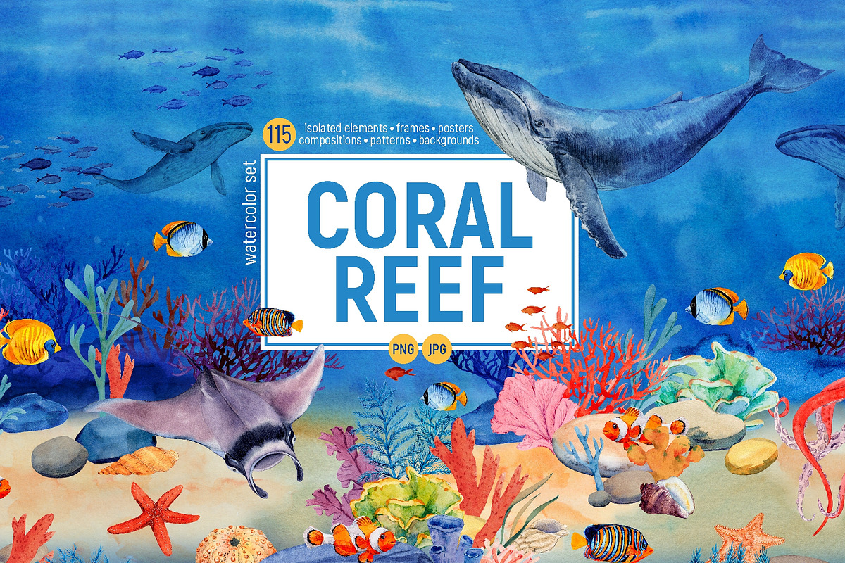 Coral Reef. Watercolor Set, an Illustration by Tata Pilip (Photo 1 of 16)