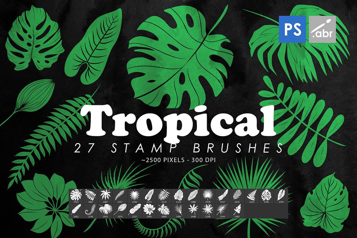 Tropical Leaves Photoshop Brushes, a Brush Add-On by ArtistMef (Photo 1 of 4)