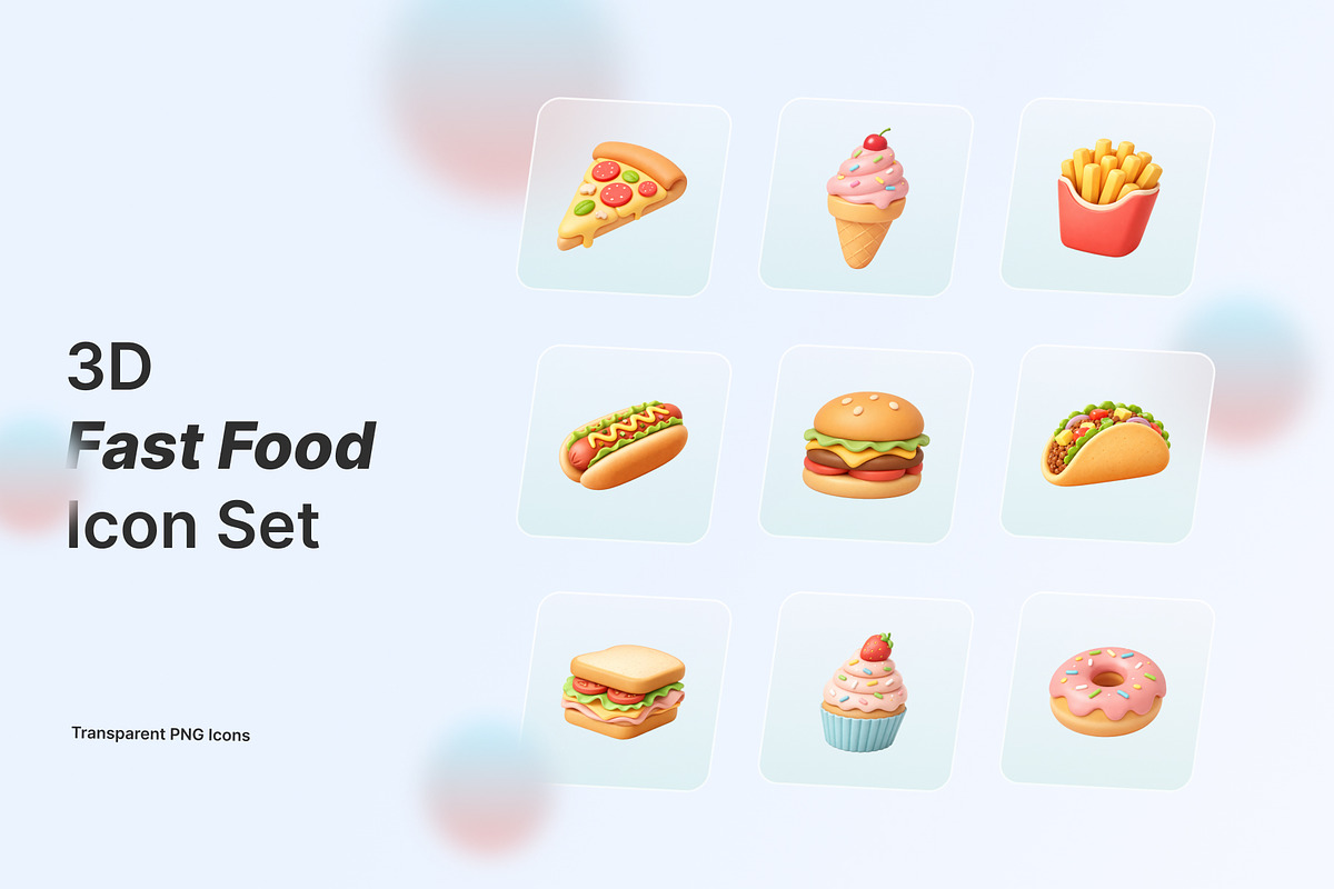 3D Fast Food Icon Set – Cute Pastel, a Food & Drink 3D Model by elchinarts (Photo 1 of 2)