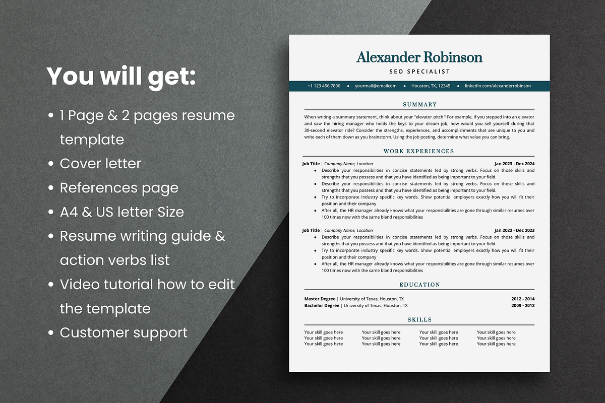 ATS Resume Template Google Docs, a Resume Template by bonadigitals (Photo 4 of 5)