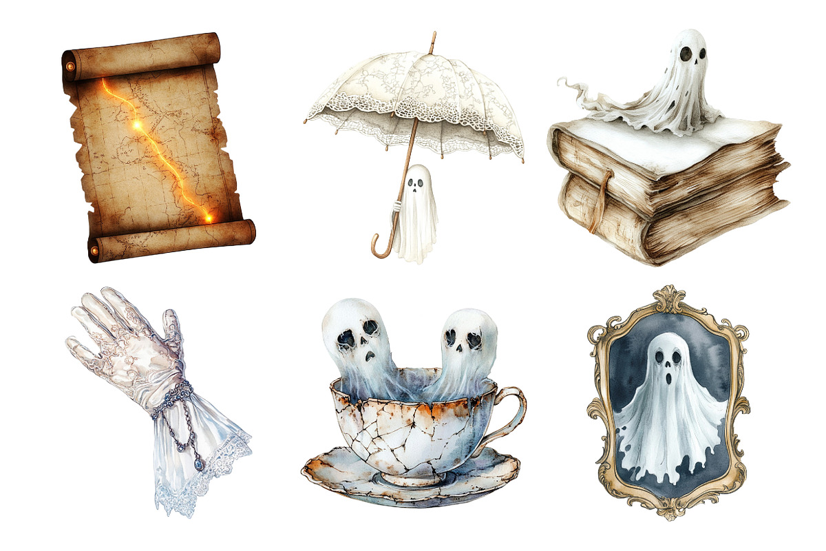 Antique Halloween Ghost Clipart, an Illustration by Daily.Designs (Photo 5 of 5)