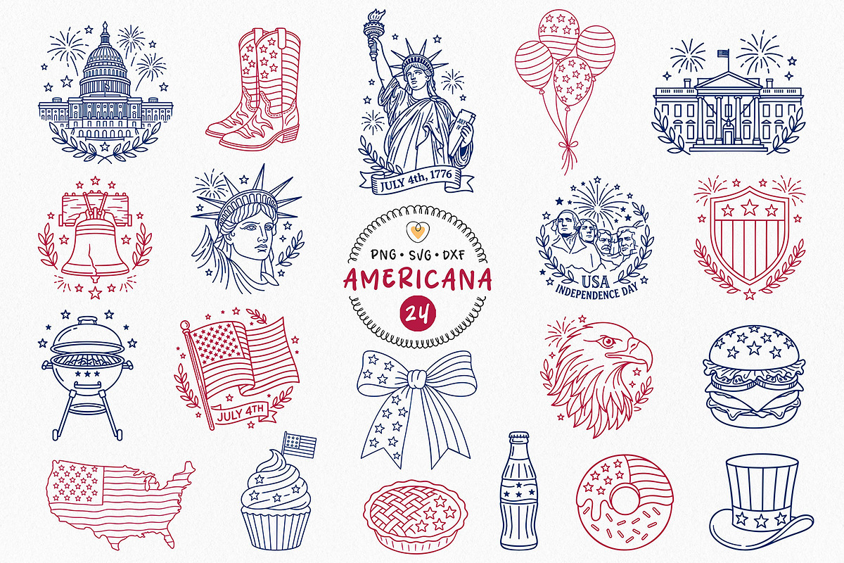 USA Bundle, 4th of July Clipart, an Object Illustration by Pretty Meerkat (Photo 1 of 7)