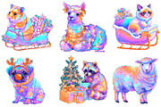 Funny Christmas Animals clipart, an Illustration by CreationArt (Thumbnail 3 of 6)