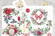 Watercolor floral Christmas pack, a Decorative Illustration by WonderWonder (Thumbnail 5 of 20)