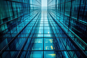 Modern glass skyscraper architecture, a Photo by Pixeness Studio