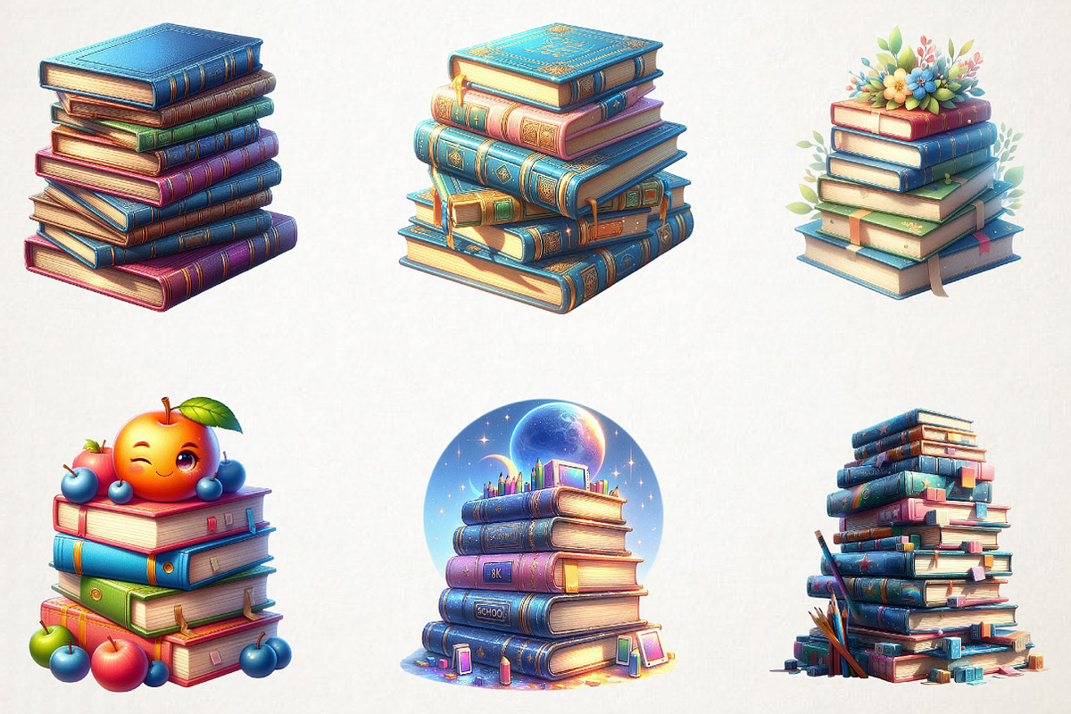 Back To School  Books Stacks PNG, an Illustration by RobertsArt (Photo 7 of 7)