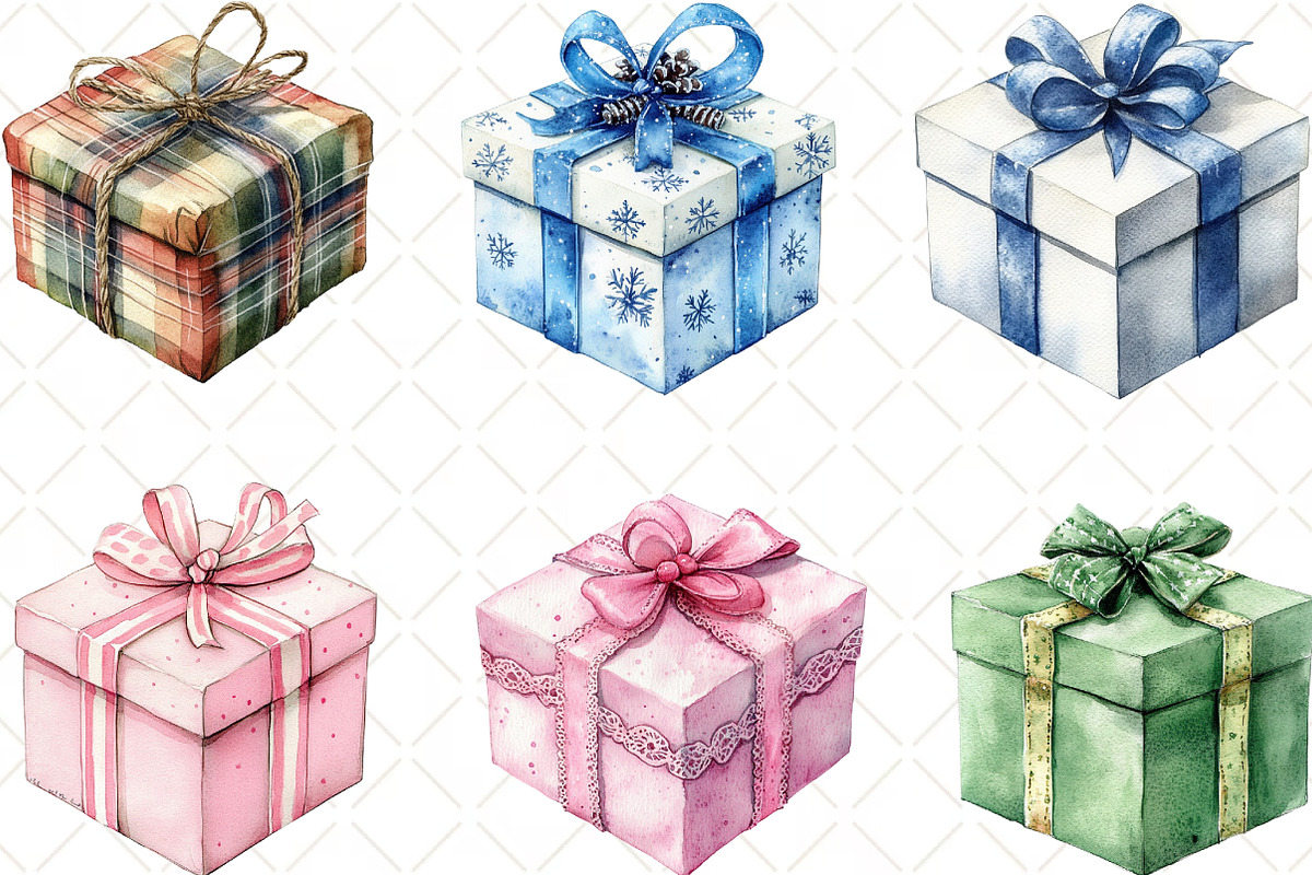 Christmas Gifts Box Clipart, an Illustration by Black Bird Studio (Photo 3 of 6)