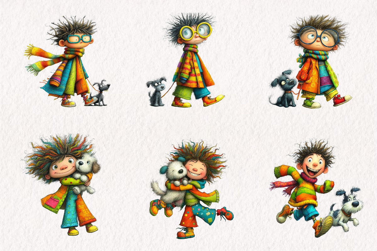 Quirky Puppy With Boy Clip Art, an Illustration by CreationArt (Photo 4 of 7)