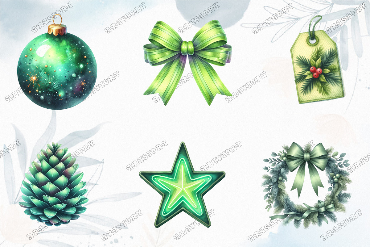 Chic Neon Green Christmas Clipart, an Illustration by designcity5 (Photo 3 of 5)