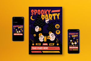 Purple Spooky Party Flyer Set, a Flyer Template by graphicook