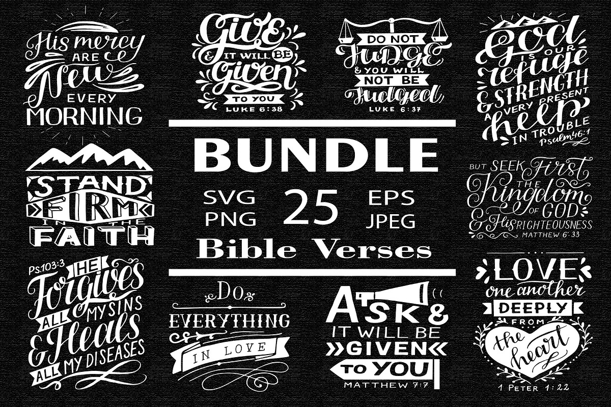 BUNDLE 25 Bible Verses, an Illustration by Ola-la-la (Photo 1 of 6)