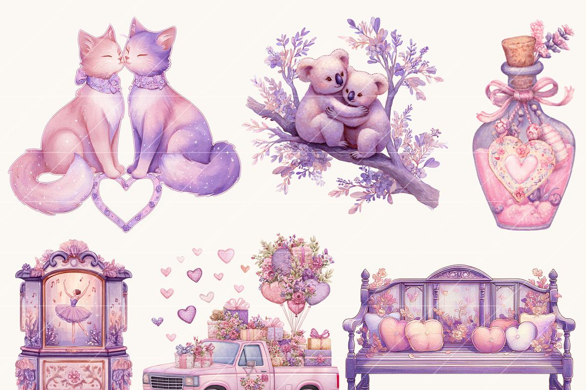 Watercolor Sweet Valentine Clipart, an Object Illustration by Design Scotch (Photo 5 of 10)