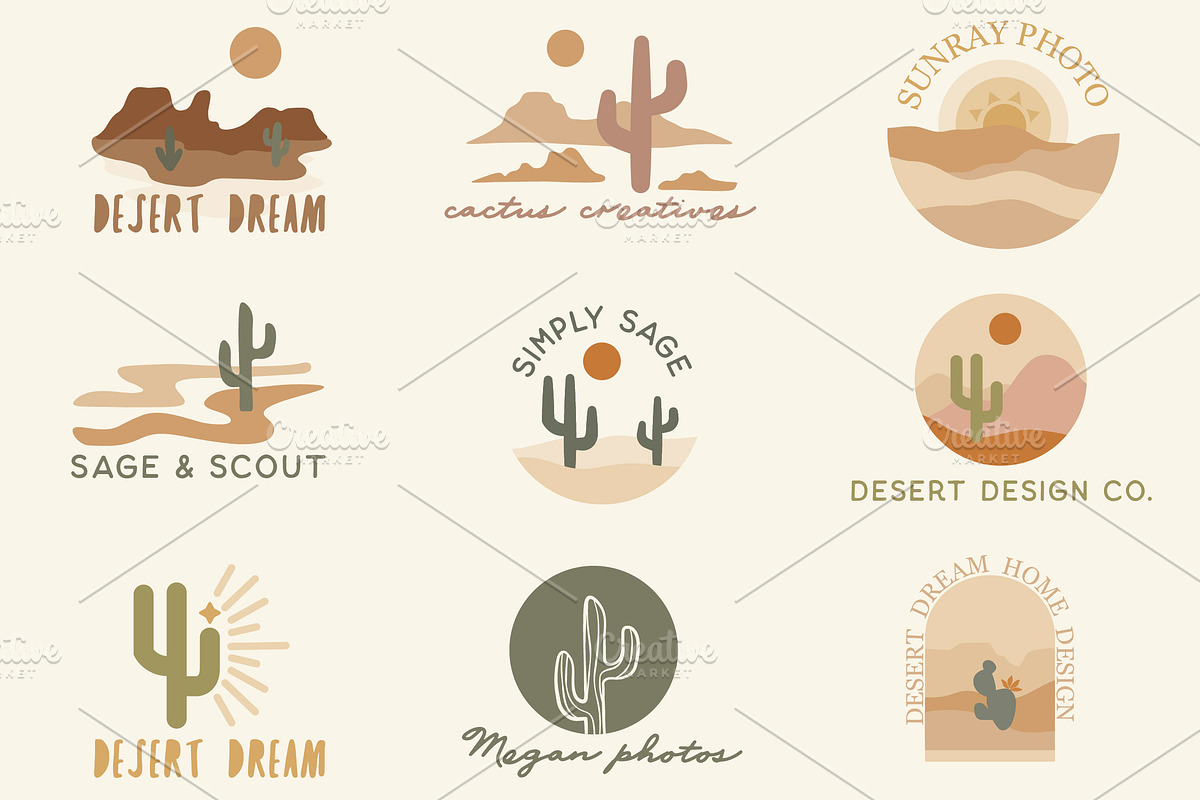 Boho Travel - 27 Logos & 45 Elements, a Work Illustration by Jake & Meg (Photo 2 of 7)