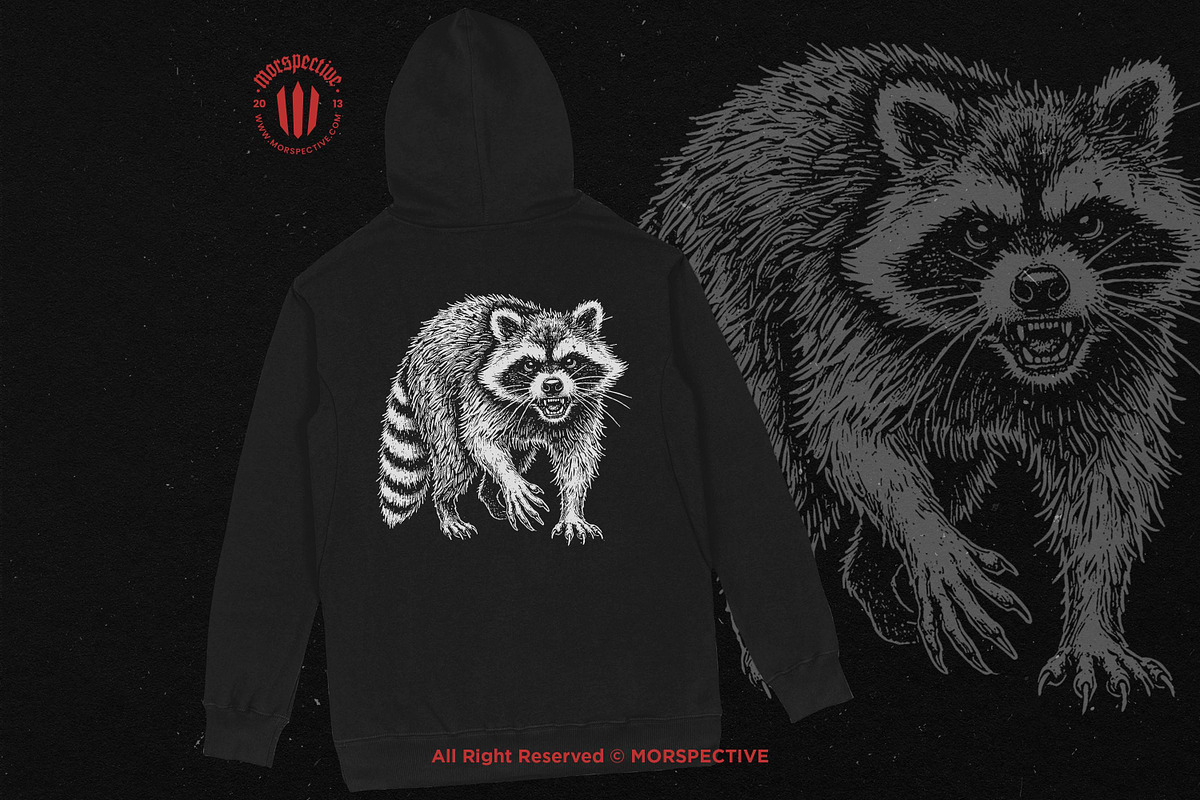 10 Bundle Dark Art Racoon Scary, an Illustration by Morspective (Photo 4 of 7)