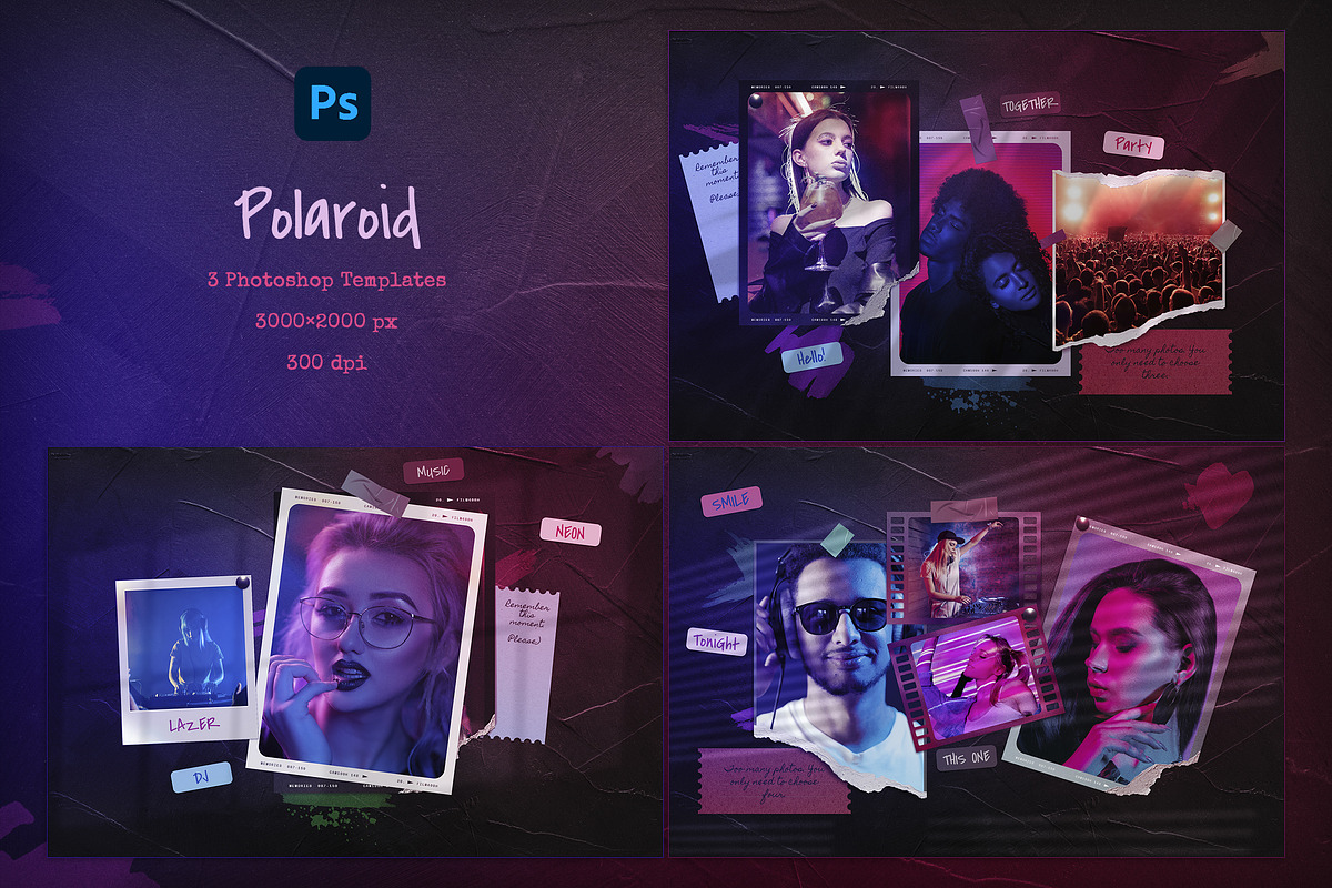 Polaroid Photo Templates, a Design Template by Andrew Skoch Design