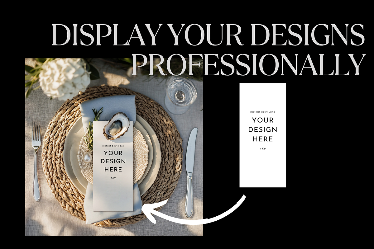 4x9 Menu Mockup PSD – Coastal Table, a Product Mockup by PhoebeCreates (Photo 3 of 5)
