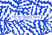 Blue Wavy Summer Leaves, a Wallpaper Graphic by MalyskaStudio (Thumbnail 1 of 6)