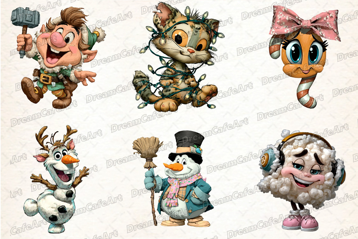 Funny Christmas  Clipart, an Illustration by DreamCafeArt (Photo 4 of 8)