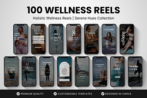 100 Wellness Reels Templates Blue