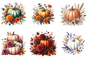 Fall Floral Pumpkin Clipart, an Illustration by DreamArtGraphic (Thumbnail 4 of 5)