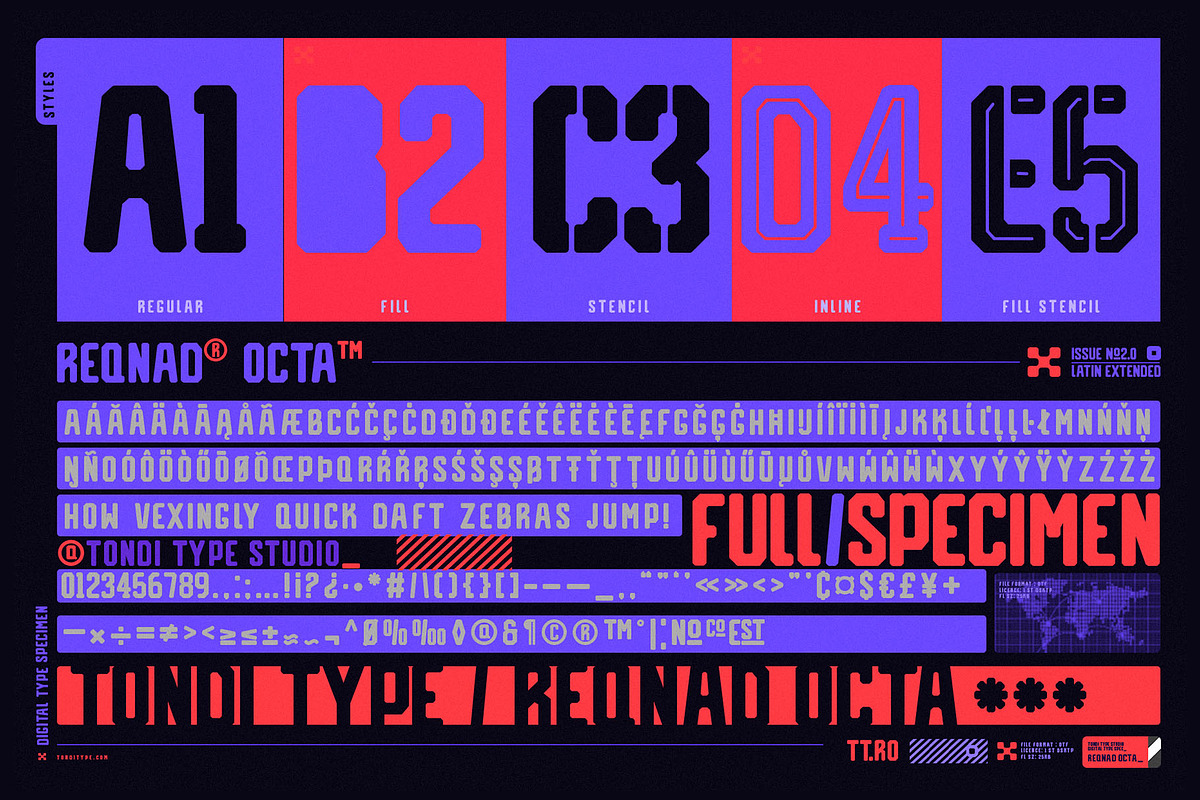 Reqnad Octa | Industrial Sans Serif, a Sans Serif Font by Tondi Type Studio (Photo 4 of 14)