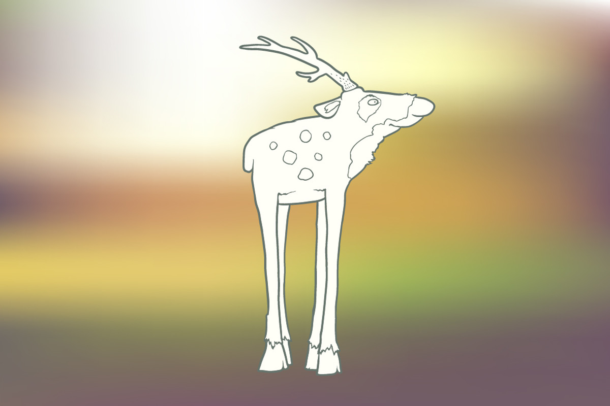 Hand-drawn deer with long legs, an Illustration by Andrew Bzh.