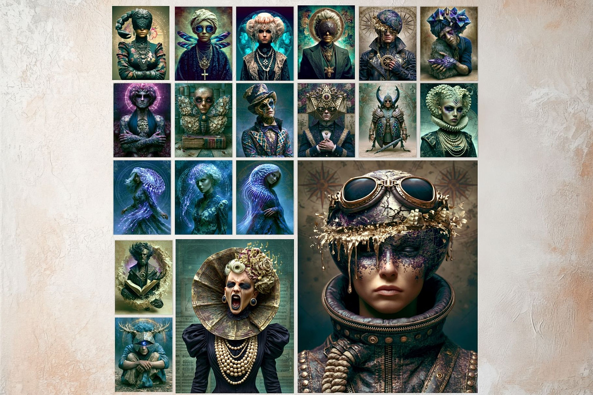 Surreal Portraits Digital Paper Set, a Decorative Illustration by ThatsDesignArt (Photo 7 of 15)