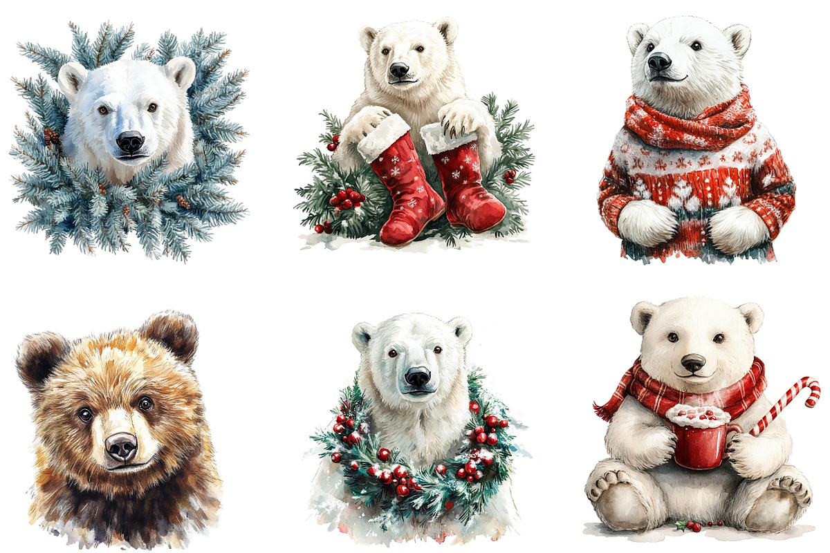 Christmas Polar Bear Sublimation, an Illustration by Designking (Photo 3 of 5)
