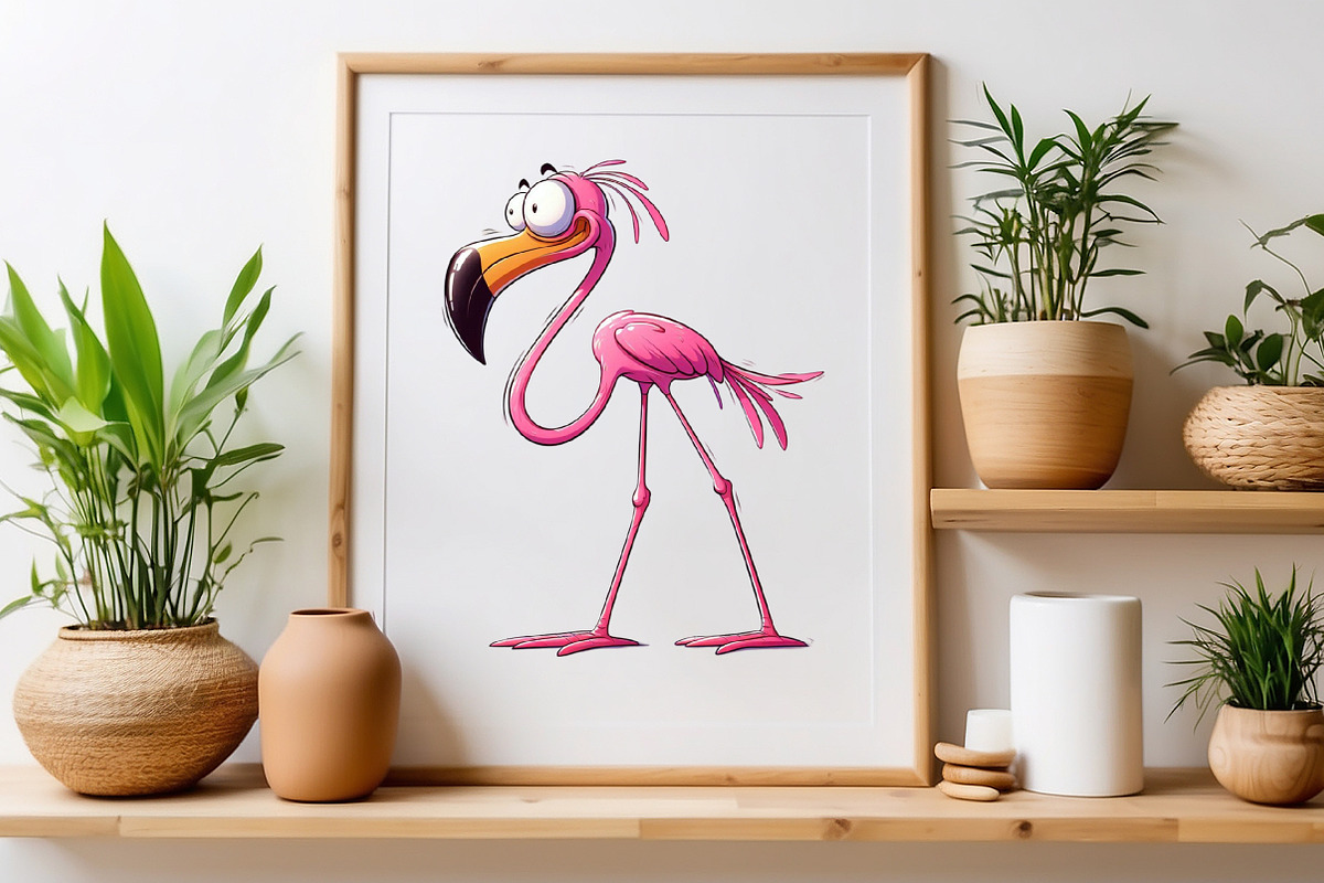 Watercolor Pink Crazy Flamingo PNG, a Work Illustration by Craft Nest (Photo 4 of 5)