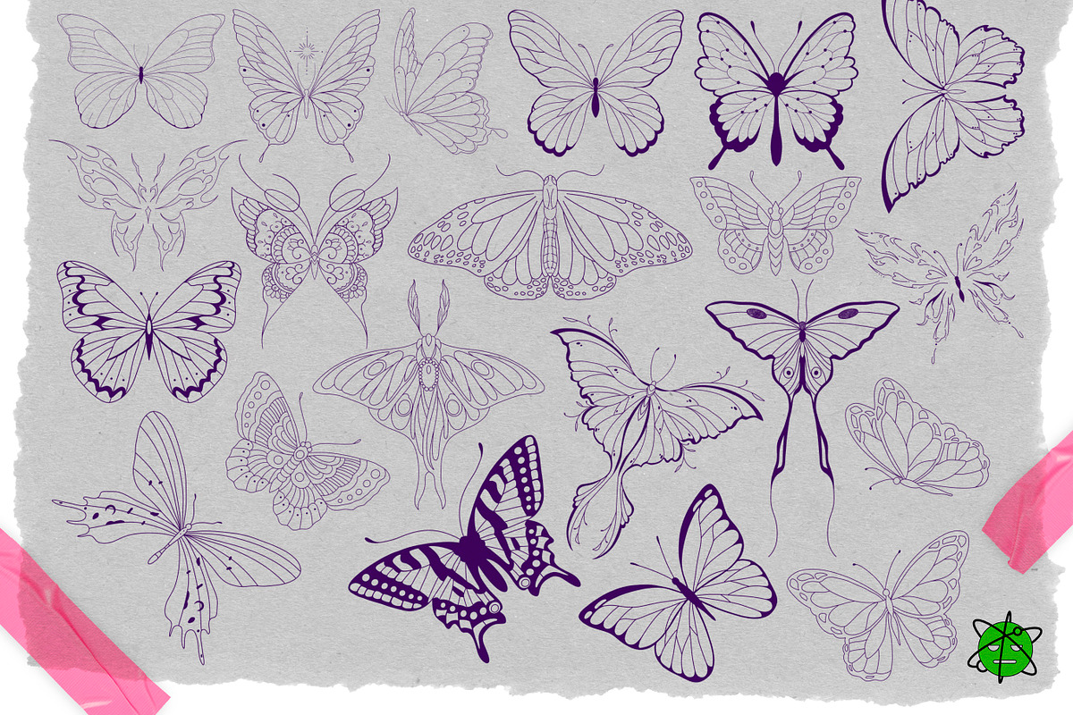 120 Butterfly Procreate Stamps, a Brush Add-On by Nuclear Brushes (Photo 5 of 10)