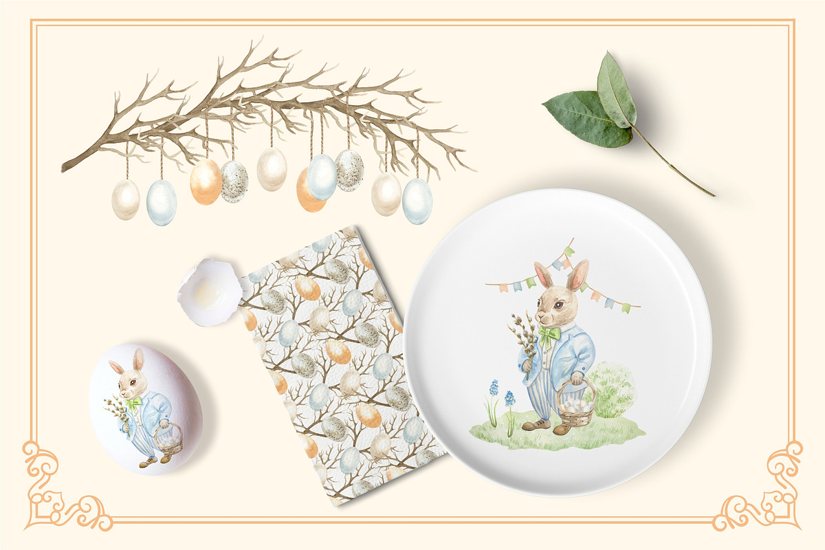 Whimsical Easter. Watercolor clipart, a Decorative Illustration by Farida Bik (Photo 8 of 14)