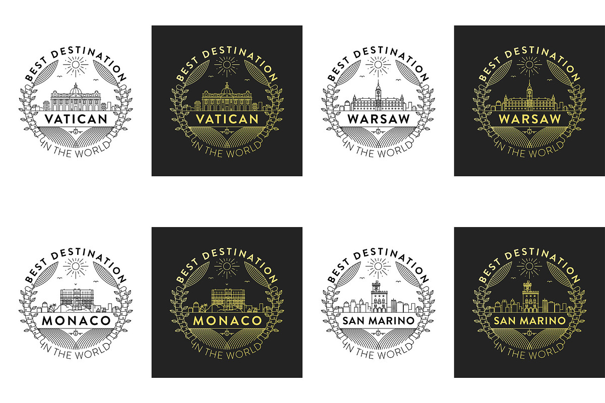 44 Linear City Badges, an Outline Icon by Kursat Unsal (Photo 14 of 25)